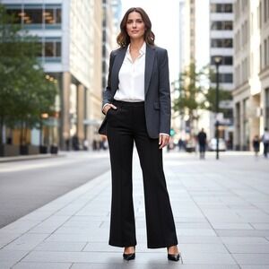 Lark + Grey Black Wide Leg Pintuck Trousers Gold Button JB1896-P 1XL